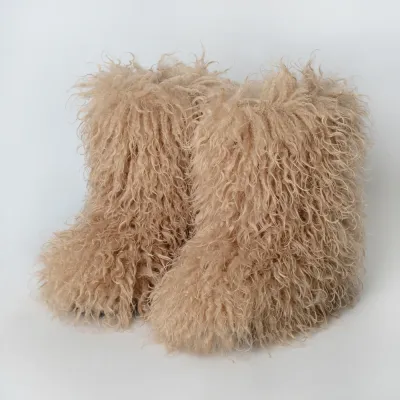 Autumn Winter Women Plus Size Faux Fur Plush Thickened Snow Boots