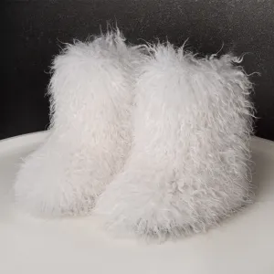 Autumn Winter Women Plus Size Faux Fur Plush Thickened Snow Boots