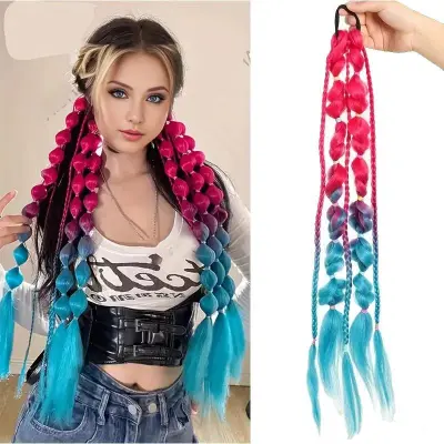 Fashion Multicolor 24 Inch Hairband Ponytail Wig Hair Bundle