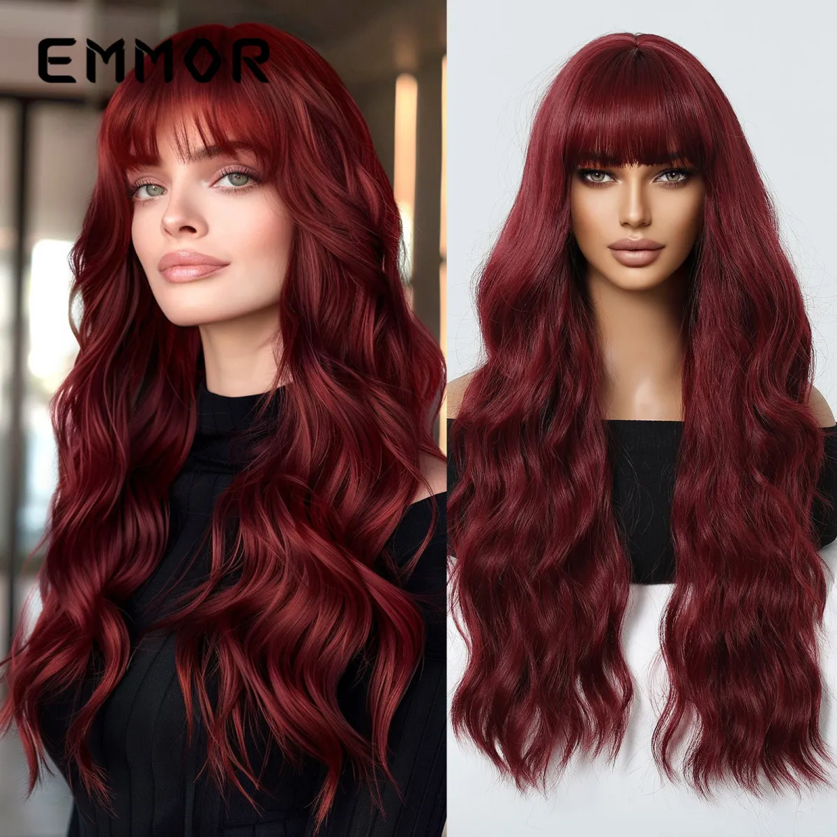 Fashion Bangs Long Curly Wig Qi Bangs Natural High Temperature Wire Full Head