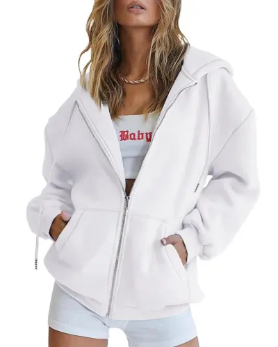 Autumn Winter Women Fashion Solid Color Long Sleeve Zipper Hooded Sweatshirt - Gothic Street Style Polyester Pullover