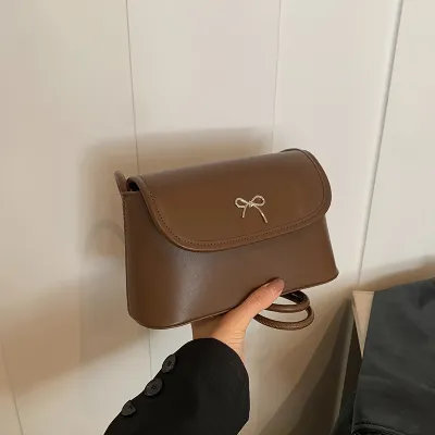 Fashion Square Crossbody Bag with Bow Decoration and Flap Closure