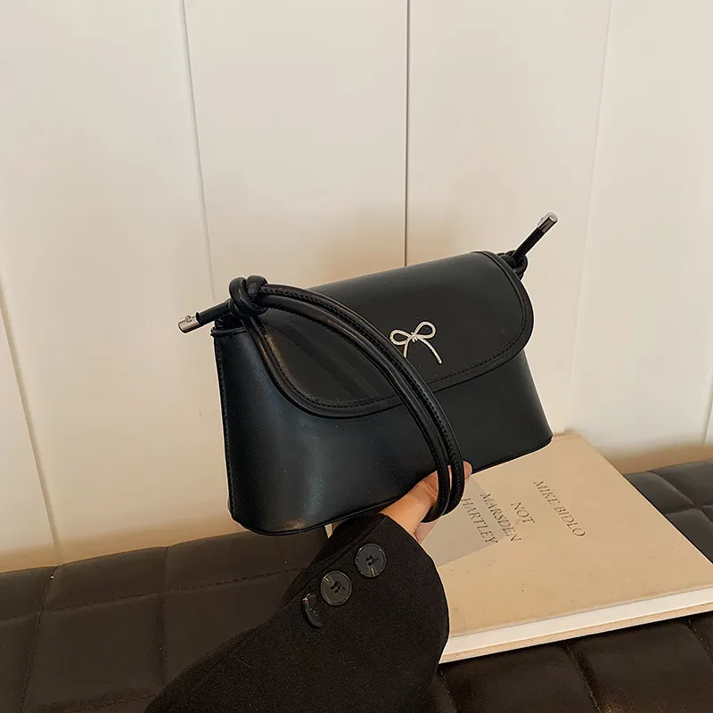 Fashion Square Crossbody Bag with Bow Decoration and Flap Closure