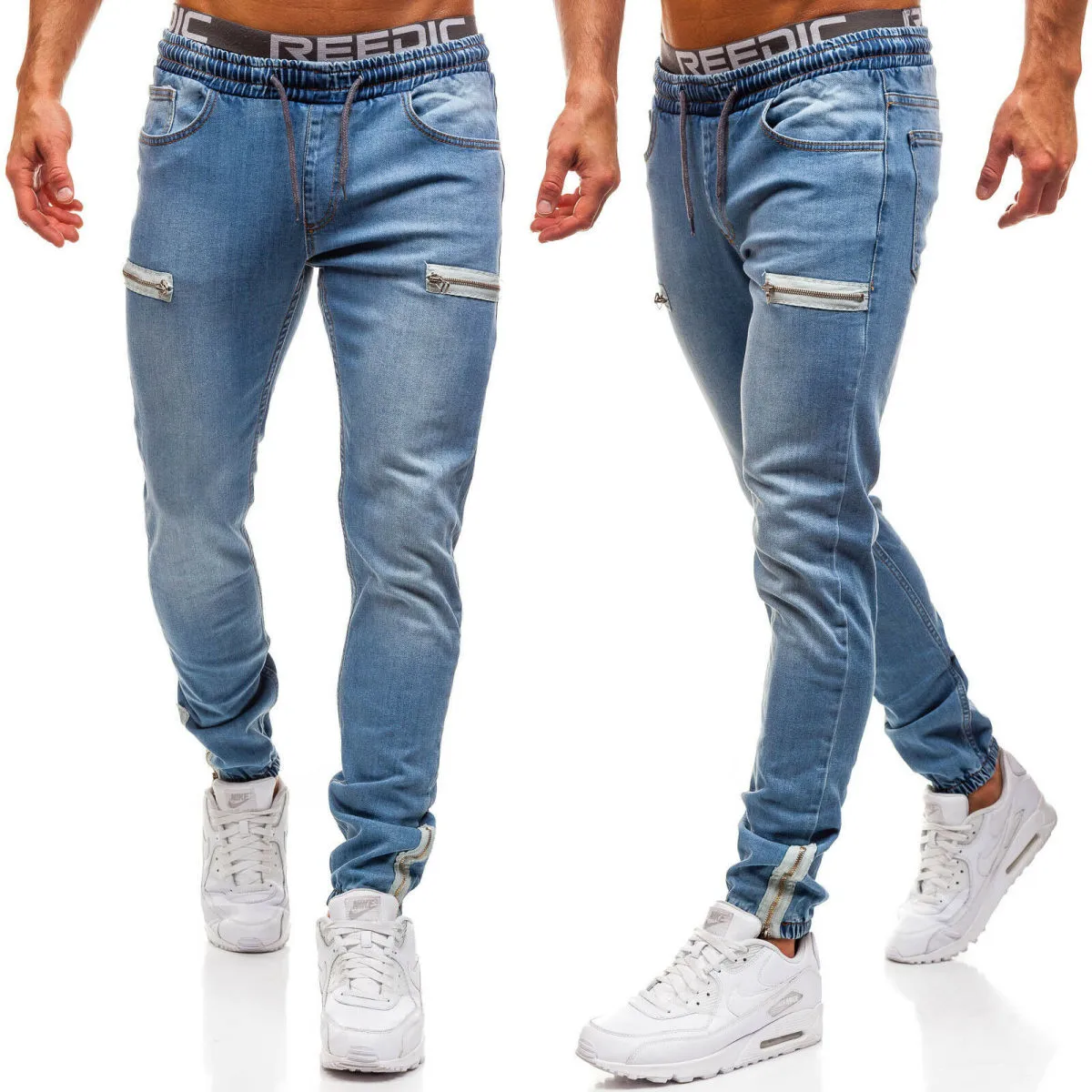 Men Fashion Casual Basic Straight Leg Jogger Denim Jeans