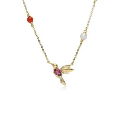 Women's Fashion Creative Bird Rhinestone Pendant 925 Sterling Silver Necklace