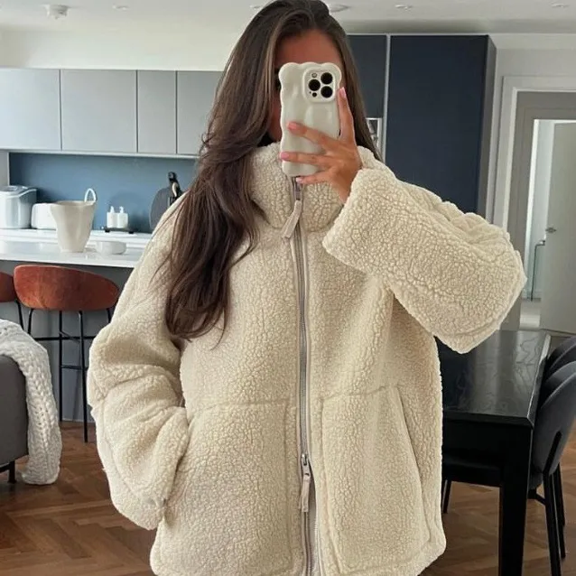 Autumn Winter Women Lambswool Turtleneck Woolen Coat Street Hipster