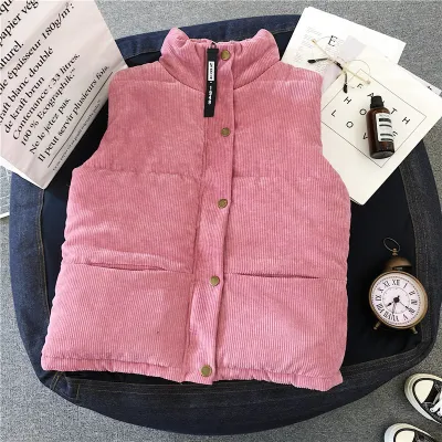 Autumn Winter Women Casual Sleeveless Thickened Vest Jacket