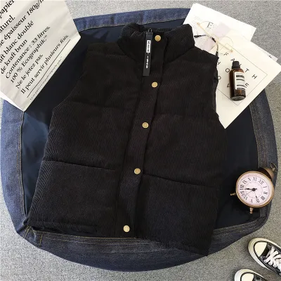 Autumn Winter Women Casual Sleeveless Thickened Vest Jacket