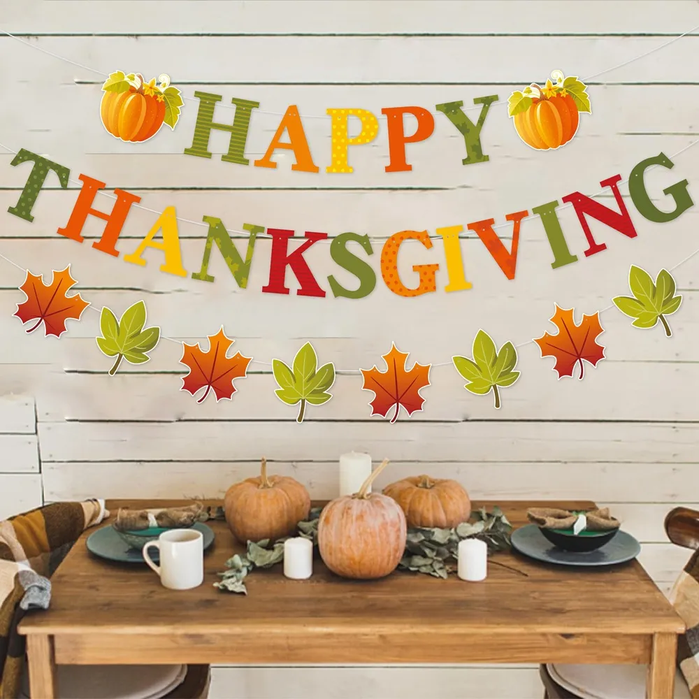 Happy Thanksgiving Rear Flag Harvest Festival Autumn Decoration
