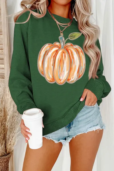 Women's Thanksgiving Long Sleeve Pumpkin Sweatshirt Loose Pullover