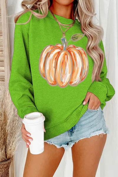 Women's Thanksgiving Long Sleeve Pumpkin Sweatshirt Loose Pullover