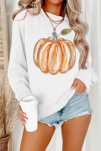 Women's Thanksgiving Long Sleeve Pumpkin Sweatshirt Loose Pullover