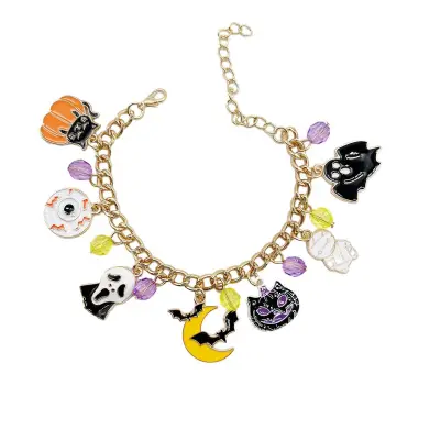 Women's Fashion Christmas Cartoon Bell Snowman Elk Pendant Bracelet for Party