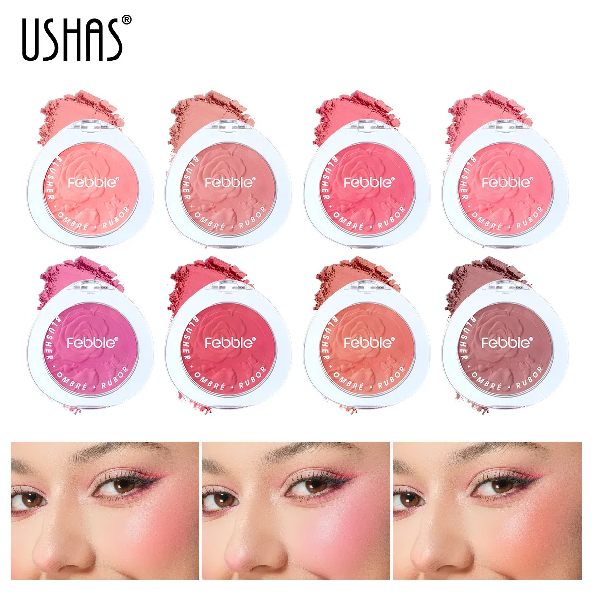 USHAS Women Simple Long-Lasting Gradient Matte Blush for Face