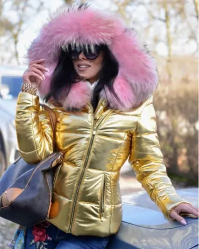 Women's Plush Hooded Coat with Imitation Fur Collar - Slim Fit Urban Style for Autumn Winter