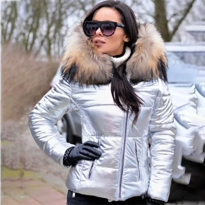 Women's Plush Hooded Coat with Imitation Fur Collar - Slim Fit Urban Style for Autumn Winter