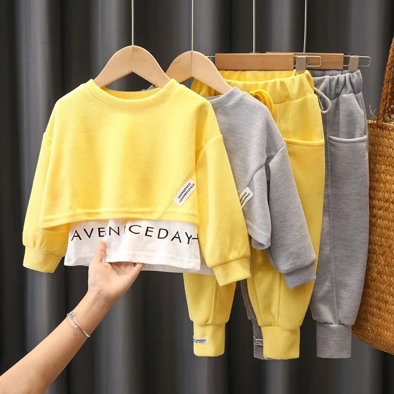 Kids Toddler Girls Casual Cute Cartoon Print Long Sleeve Sweatshirts Trousers Set