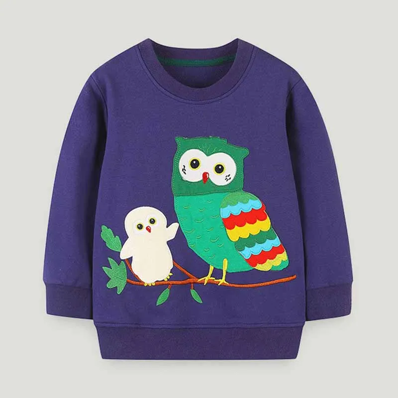 Kids Toddler Boys Girls Casual Cute Cartoon Owl Pattern Long Sleeve Pullover Sweatshirts