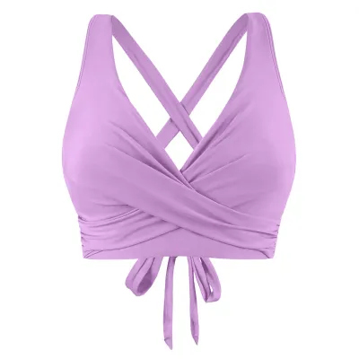 Summer Women Fashion Sexy Deep V Cross Bikini Swimsuit Top