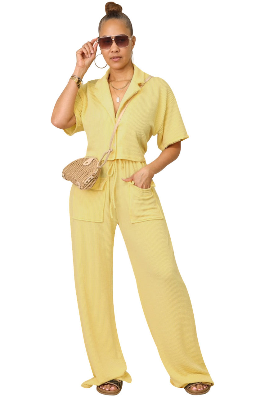 Wholesale Women Fashion Solid Color Short Sleeve Shirt And