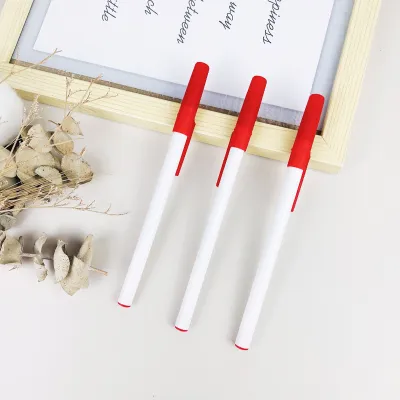 Simple Fashion White Solid Rod Non-Slip Plastic Sleeve Oil-Based Ballpoint Pen