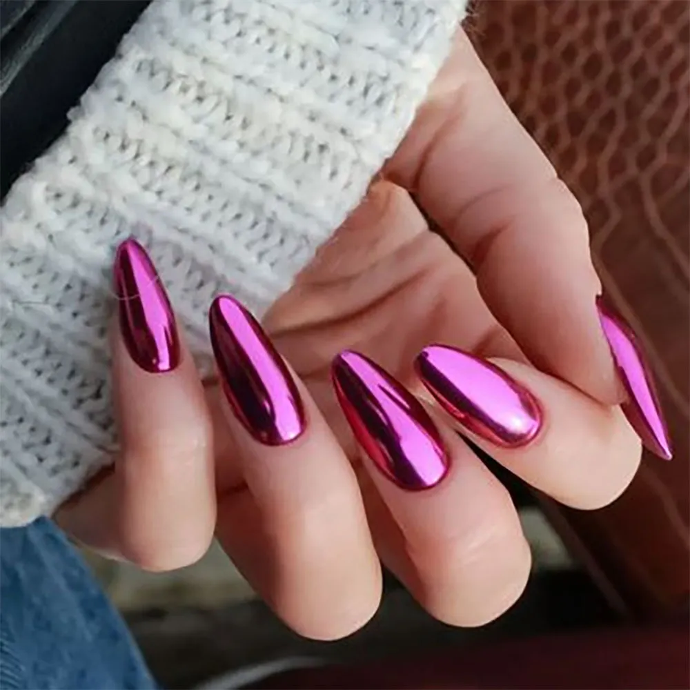 Fashion Starry Sky Purple Press On Fake Nails Wearable Removable Simple Nail Patches