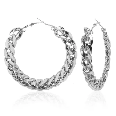 Retro Geometric Round Metal Hoop Earrings