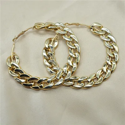 Retro Geometric Round Metal Hoop Earrings