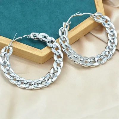 Retro Geometric Round Metal Hoop Earrings