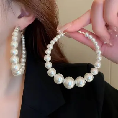 Retro Personality Geometric Imitation Pearl Earring