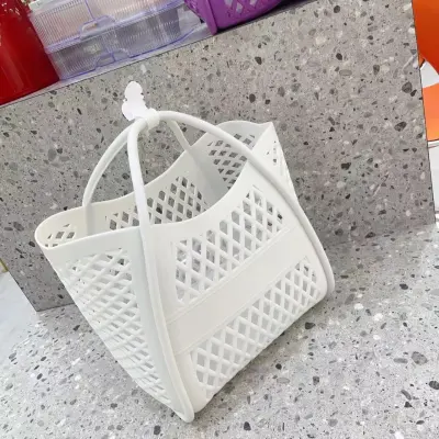 Fashionable Solid Color Large Capacity PVC Hollow Tote Bag with Single Strap