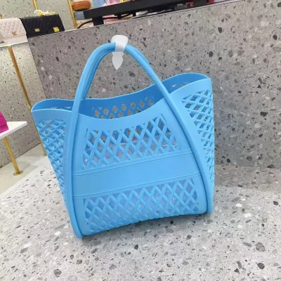 Fashionable Solid Color Large Capacity PVC Hollow Tote Bag with Single Strap