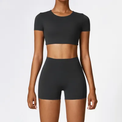 Women's Yoga Sports Two-Piece Set - Sleeveless Tight Fit Solid Color