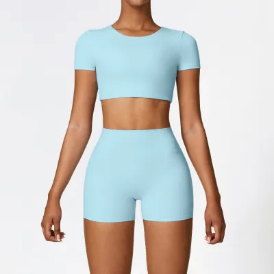 Women's Yoga Sports Two-Piece Set - Sleeveless Tight Fit Solid Color