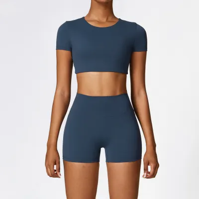 Women's Yoga Sports Two-Piece Set - Sleeveless Tight Fit Solid Color