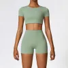 Short Sleeve Shorts Basil Green