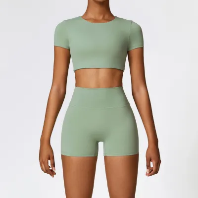 Women's Yoga Sports Two-Piece Set - Sleeveless Tight Fit Solid Color