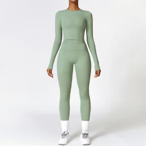 Women's Yoga Sports Two-Piece Set - Sleeveless Tight Fit Solid Color