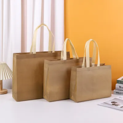 Simple Solid Color Large Capacity Non-Woven Shopping Tote Bag 10pcs-Pack
