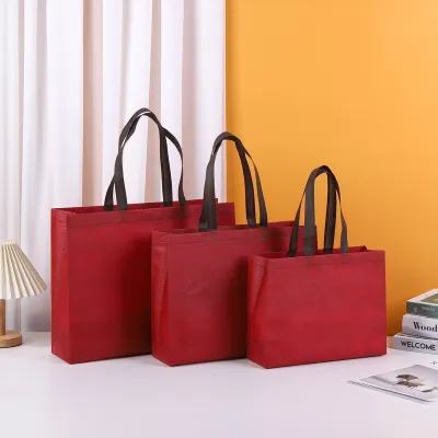 Simple Solid Color Large Capacity Non-Woven Shopping Tote Bag 10pcs-Pack