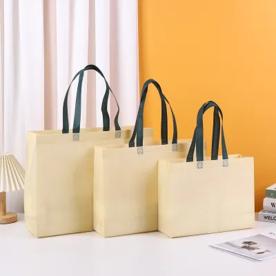 Simple Solid Color Large Capacity Non-Woven Shopping Tote Bag 10pcs-Pack