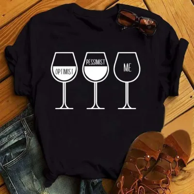 Summer Women's Wine Cup Butterfly Floral Print Round Neck Sleeveless T-Shirt