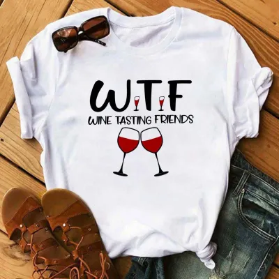 Summer Women's Wine Cup Butterfly Floral Print Round Neck Sleeveless T-Shirt