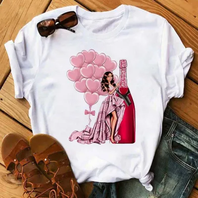 Summer Women's Wine Cup Butterfly Floral Print Round Neck Sleeveless T-Shirt