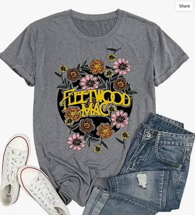 Women Cartoon Plant Flower Letter Print Round Neck Short Sleeve T-Shirt