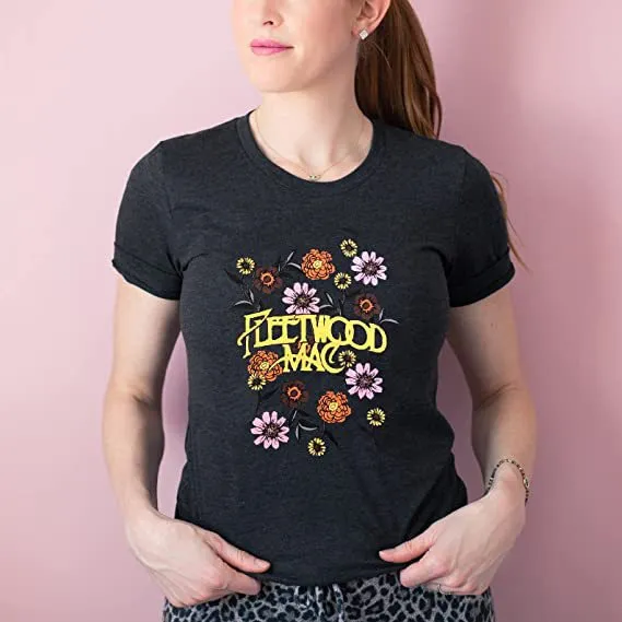 Women Cartoon Plant Flower Letter Print Round Neck Short Sleeve T-Shirt