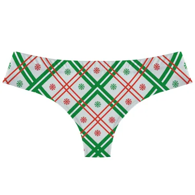 Christmas Lingerie Women Sexy Santa Snowflake Letter Print Low Waist Panties