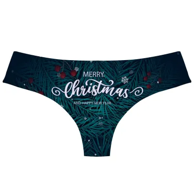 Christmas Lingerie Women Sexy Santa Snowflake Letter Print Low Waist Panties