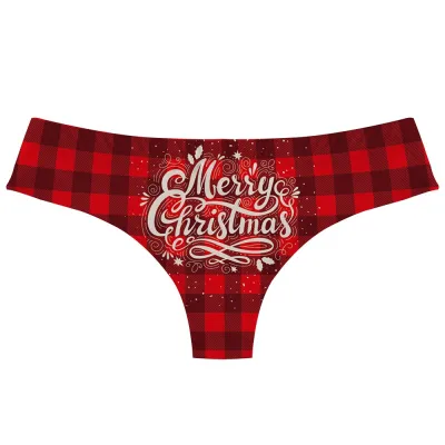 Christmas Lingerie Women Sexy Santa Snowflake Letter Print Low Waist Panties