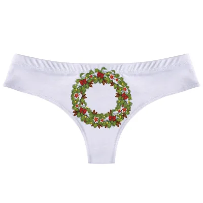 Christmas Lingerie Women Sexy Santa Snowflake Letter Print Low Waist Panties